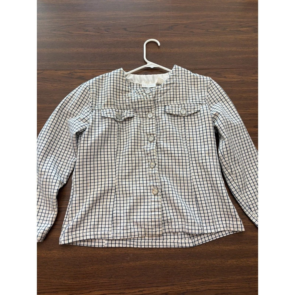 Vintage Basic Editions Blue & Cream Plaid Blazer Button Down Jacket Medium